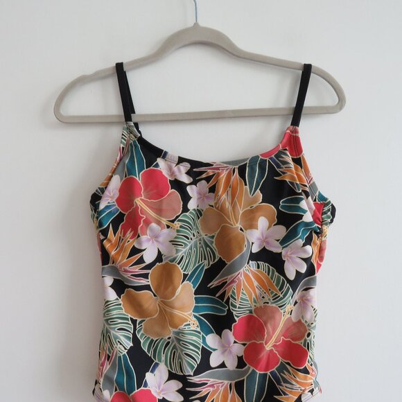 HURLEY Hawaiian Floral UPF 50+ Stretch Midweight One Piece Swimsuit - Size L - Picture 3 of 16